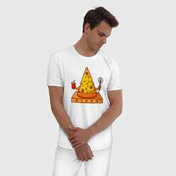 Пижама хлопковая мужская Pizza yoga, цвет: белый — фото 2