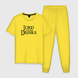 Пижама хлопковая мужская Lord of the drinks logo, цвет: желтый