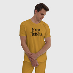 Пижама хлопковая мужская Lord of the drinks logo, цвет: горчичный — фото 2