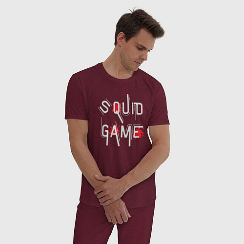 Мужская пижама Squid game blood / Меланж-бордовый – фото 3