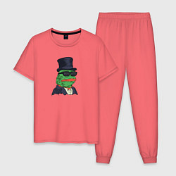 Пижама хлопковая мужская Лягушонок пепе, цвет: коралловый