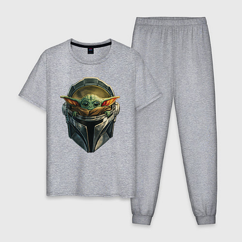 Мужская пижама Малыш Грогу в шлеме Мандалорец / Меланж – фото 1