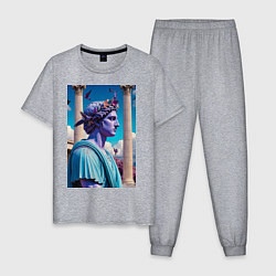 Пижама хлопковая мужская Античный герой и архитектура, цвет: меланж