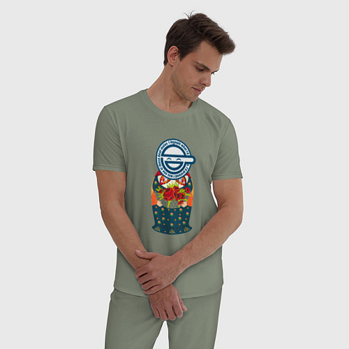 Мужская пижама Матрёшка смеющийся человек / Авокадо – фото 3