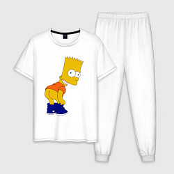 Пижама хлопковая мужская Барт без штанов, цвет: белый