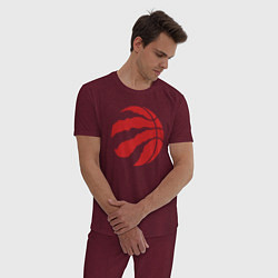 Пижама хлопковая мужская Raptors ball, цвет: меланж-бордовый — фото 2