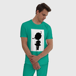 Пижама хлопковая мужская Силуэт поцелуй она - для пары, цвет: зеленый — фото 2