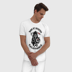 Пижама хлопковая мужская Sons of anarchy - logo, цвет: белый — фото 2