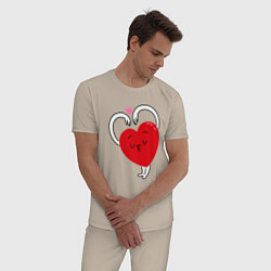 Пижама хлопковая мужская Love hands, цвет: миндальный — фото 2