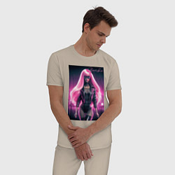Пижама хлопковая мужская Sexy Barbie - ai art, цвет: миндальный — фото 2