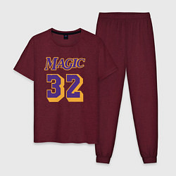 Пижама хлопковая мужская Magic 32, цвет: меланж-бордовый