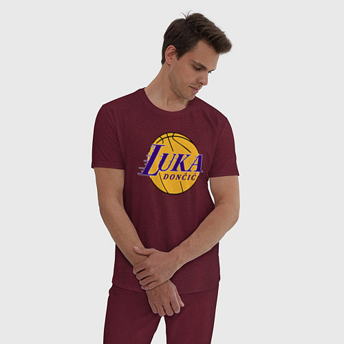 Мужская пижама Luka Doncic Lakers / Меланж-бордовый – фото 3
