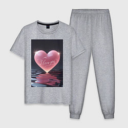 Мужская пижама I love you сердце