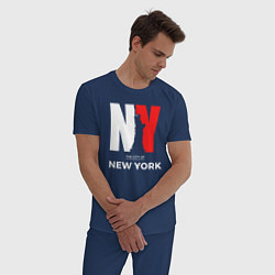 Пижама хлопковая мужская The city of New York, цвет: тёмно-синий — фото 2