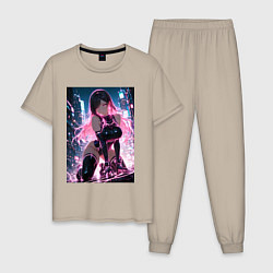 Пижама хлопковая мужская Тифа Локхарт из Final Fantasy VII в стиле киберпан, цвет: миндальный