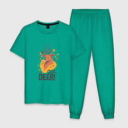 Пижама хлопковая мужская Oh deer, цвет: зеленый