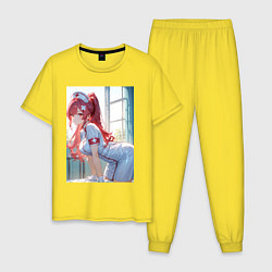 Пижама хлопковая мужская Медсестричка позаботится о тебе, цвет: желтый