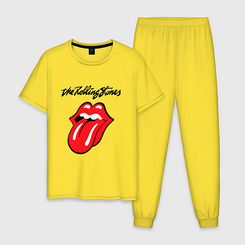 Мужская пижама Rolling Stones - logo / Желтый – фото 1