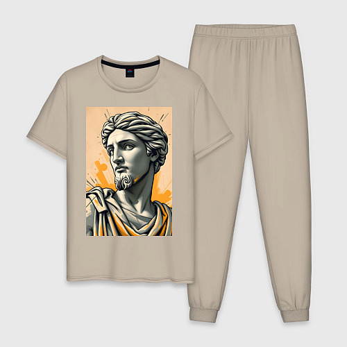 Мужская пижама Арт с античным портретом / Миндальный – фото 1