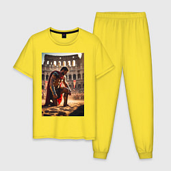 Пижама хлопковая мужская Спартак в Колизее, цвет: желтый