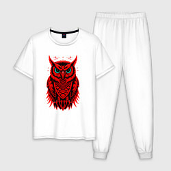 Пижама хлопковая мужская Сова красная, цвет: белый