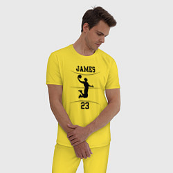 Пижама хлопковая мужская James 23, цвет: желтый — фото 2