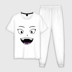 Пижама хлопковая мужская Лицо вампира в стиле аниме, цвет: белый