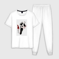 Пижама хлопковая мужская Крик призрачное лицо, цвет: белый