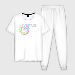Пижама хлопковая мужская Винтаж 2019, цвет: белый