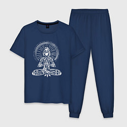 Пижама хлопковая мужская Girl namaste, цвет: тёмно-синий