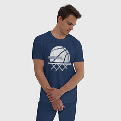 Пижама хлопковая мужская Basketball play, цвет: тёмно-синий — фото 2
