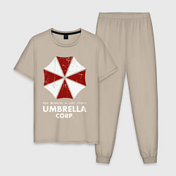 Пижама хлопковая мужская Umbrella corporation logo, цвет: миндальный