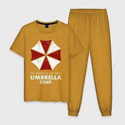 Пижама хлопковая мужская Umbrella corporation logo, цвет: горчичный