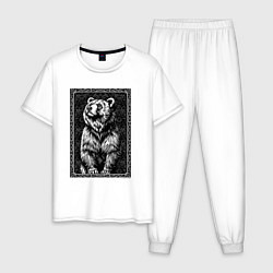 Пижама хлопковая мужская Величественный мишка, цвет: белый