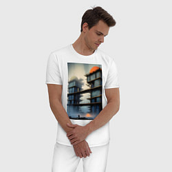 Пижама хлопковая мужская Архитектурный скелет, цвет: белый — фото 2