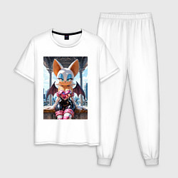 Пижама хлопковая мужская Руж из Somic сидит на веранде, цвет: белый
