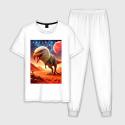 Пижама хлопковая мужская Eaglesaurus - meme, цвет: белый