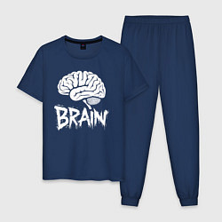 Пижама хлопковая мужская Brain, цвет: тёмно-синий