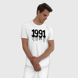 Пижама хлопковая мужская Черной краской 1991, цвет: белый — фото 2