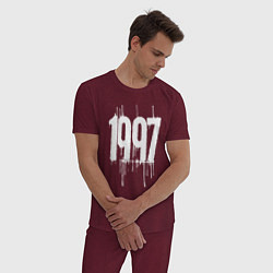 Пижама хлопковая мужская Ретро-стиль 1997 года, цвет: меланж-бордовый — фото 2