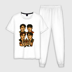 Пижама хлопковая мужская Astro в стиле тату, цвет: белый