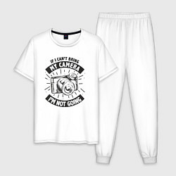 Пижама хлопковая мужская Я не выхожу без камеры, цвет: белый