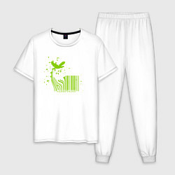Пижама хлопковая мужская Свободная птица, цвет: белый