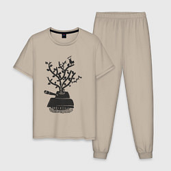 Пижама хлопковая мужская Tank tree, цвет: миндальный