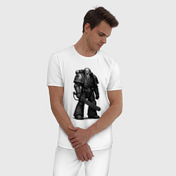 Пижама хлопковая мужская Ктулху космодесантник, цвет: белый — фото 2