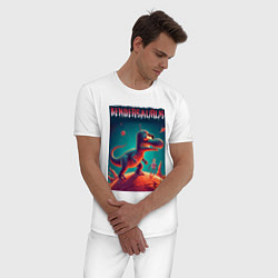 Пижама хлопковая мужская Bendersaurus - meme, цвет: белый — фото 2