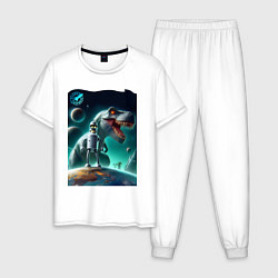 Пижама хлопковая мужская Bender bending robot and tyrannosaurus - planet ex, цвет: белый