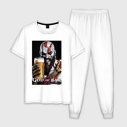 Пижама хлопковая мужская Kratos - god of bar, цвет: белый