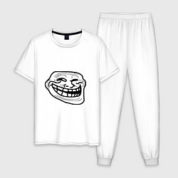 Пижама хлопковая мужская Тролфейс хит 2025, цвет: белый