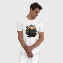 Пижама хлопковая мужская Эрик Картман в стиле ГТА, цвет: белый — фото 2